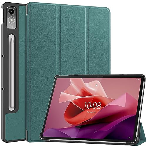 GOZOPO Funda para Lenovo Tab P12 (2023) 12.7 Pulgadas, Ultra Slim Protectora Delgada Carcasa con Soporte y Auto-Estela/Sueño, Verde Oscuro