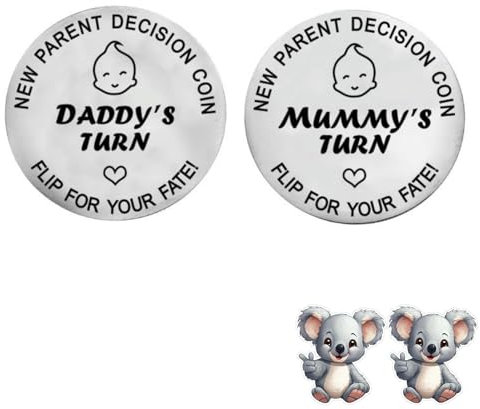 New Parent Decision Turn Coin First Time Pregnant Mom to Be and Dad Couple Funny Baby Shower Daddy Christmas Expecting Pregnancy Newborn After Birth Gift Idea Cool Boy Mommy Women Mama Present Flip 8