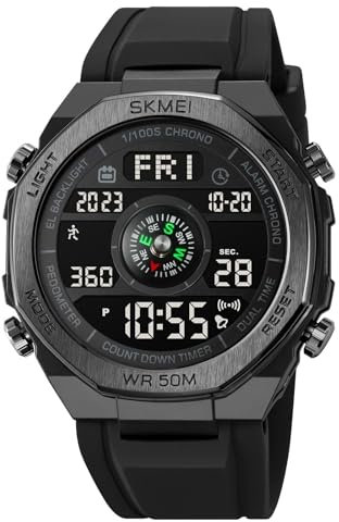 findtime Men's Sports Watch - Military Digital Tactical Watch, Waterproof with Pedometer, Step Counter, Calories & Distance Tracker