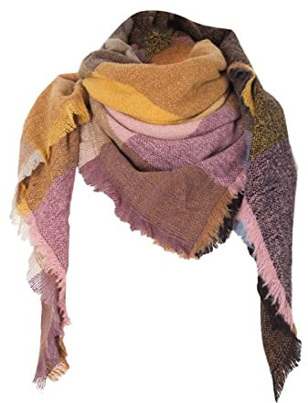 HANXIULIN Damen Dreieckschal Warme Klassischer poncho mit Knopf Retro Schal loop schal wickelschal Dreiecksschal