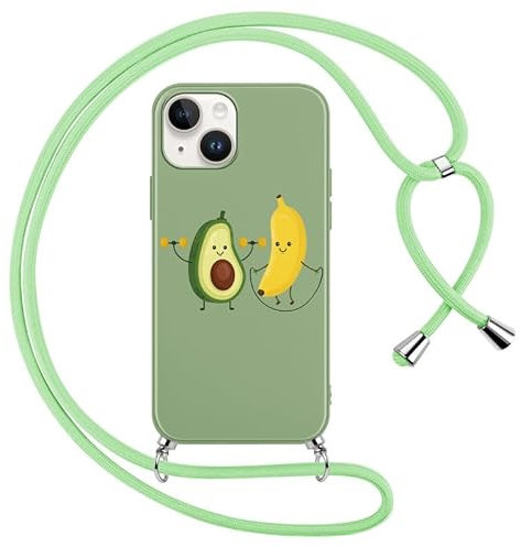 Foonary Mobile Phone Chain Case with Strap for Apple iPhone 14/Apple iPhone 13 6.1 Inch Mobile Phone Case, Aesthetic Chain Necklace Case with Cord for Hanging, Silicone Protective Cover Cord for