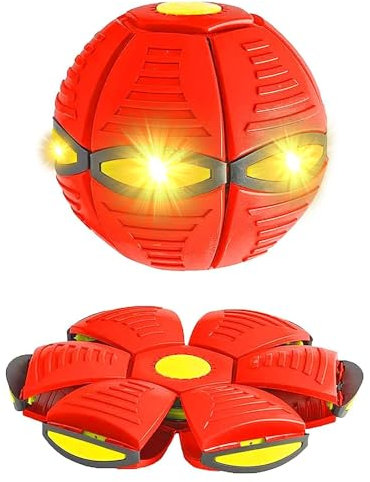 Kavjizy Magic Frisbee Dog Toy Ball, New Pet Toy Flying Saucer Ball, Dog Disc Ball,Outdoor Decompression Magic Ufo Ball Toy, Frisbee Ball Toy (red)
