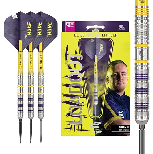 Target Darts Luke Littler Loadout Steel Tip Swiss Point Darts, 90% Tungsten Dart, 22G | Steel Tip Dart Set, Player Edition Swiss Points Dart-Sets mit Werkzeug, Pro Grip Shafts & No.2 Flights