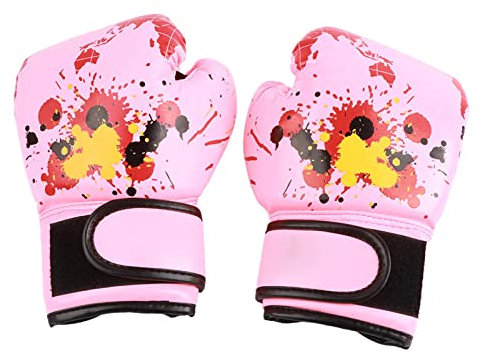Gants de Boxe pour Enfants, Mitaines d'Entraînement en Cuir PU Respirant avec Fermeture Velcro pour Garçons et Filles de 2 à 11 Ans, Rose