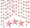 G2PLUS Rose Gold Glitter Star Garland, 16m Sparkling Star Paper Garland for Birthday Wedding Theme Party Kids Room Decor