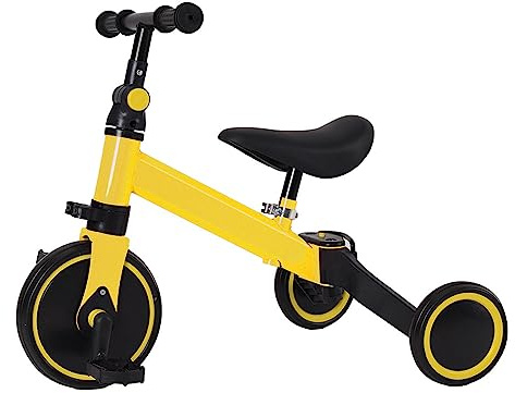OHMG 3-in-1 Kinderfahrrad, Dreirad mit Pedalen, Laufrad für Kinder, Rot