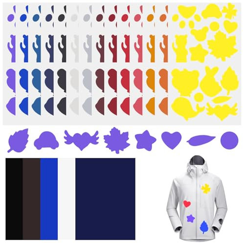Annickee 20 Blätter Flicken Selbstklebend Stoff, Daunenjacke Flicken Reparaturset in 16 Farben, Flicken für Daunenjacke, Nylon Flicken Selbstklebend für Jacken, Zelte, Schlafsack(2 Stil)