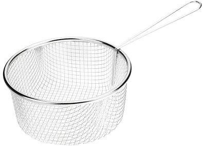Pendeford Housewares CB03 Chip Handle-Stainless Steel Frying Pan Deep Fryer Basket for Straining French Fries and Various Foods-7 Inches, Silver