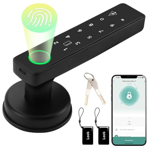 Fulgutonit Smart Door Lock 5-in-1 Fingerprint Password IC Cards Keys WiFi Unlock, Anti-Peeping, One-Touch Unlock, Waterproof Front Smart Door Lock for Bedroom,Hotel,Office