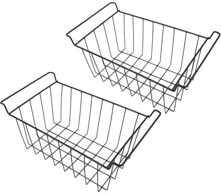 2 Uds Cesta de Almacenamiento de Alambre para Congelador, Caja Organizadora, Estante, Soporte para Cesta de Congelador para Nevera, Cesta de Comestibles, (L 45 cm X W 24,5 cm X H