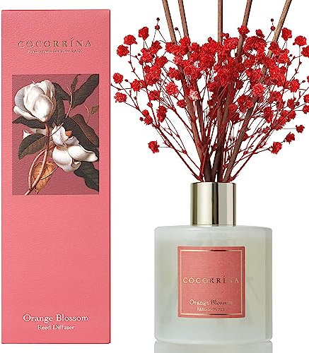 COCORRÍNA Raumduft 200ml mit 8 Duftstäbchen, Orange Blossom, Natürliche ätherische Öle für einen Langanhaltenden, erfrischenden Duft, Home Duft für Wohnzimmer, Schlafzimmer, Badezimmer Dekoration