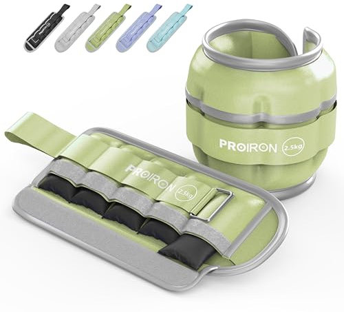 PROIRON Verstellbare Knöchelgewichte 2 Set, Handgelenkgewichte mit 5 auslaufsicheren Sandsäcken (0,5 kg - 2,5 kg), langlebige armgewichte und beingewichte manschetten für Aerobic, Walking, Joggen