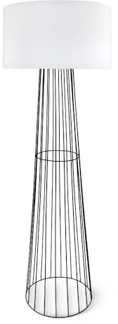 MeLiTec LED Stehlampe Swan - Moderne Stehleuchte für Wohnzimmer, Designerlampe schwarz mit weißem Stoffschirm, inkl. LED-Filament Leuchtmittel, 1,6 m Höhe, ST54