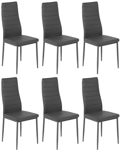 ZZINOKE Esszimmerstühle 6er Set, Kunstleder, SGS-geprüft, Hohe Rückenlehne, Wasserdicht, Küchenstuhl, Esszimmer Stühle oder Esstisch Stuhl, Grau