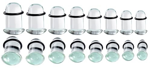 DOEARKO Ohr Dehnstäbe Set 8 Paare Glase Ohr Expander Plug mit O-ringe Ohr Messgeräte Expander Set Piercings Schmuck für Frauen Männer (1.6-10mm) (Transparent)
