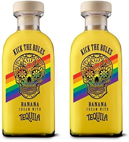 KICK THE RULES - PRIDE EDITION Crema de Banana con Tequila - 15º - Botella de 0,7L - Tequila de Banana (Paquete de 2)