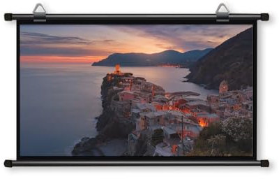 GFYHTN 50 60 72 Outdoor Projection Screen Portable Movie Projector Screen 4K HD Manual Pull-Down Projection Movie Screen For Theater Home(72in16:9)