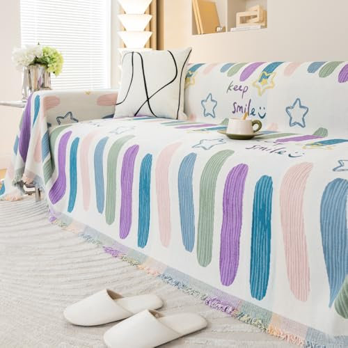 Jeté de Canapé Violet Vert Rose Plaid Microfibres Jete de Canape Universel Blanket Plaid Lit Durable Plaid Canape Lavable Plaid pour Canapé Couverture Canapé Jetés de Lit 130x180cm
