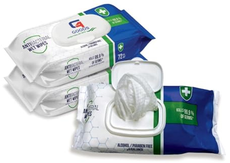 G4GOODS Antibacterial Premium Adult Body Cleansing Wipes (216 Counts - 3 Packs) Large Rinse-Free Bathing Wipes, Cleans, Cares, Protects, Wet Wipes for Seniors, Incontinence, Travel & Bed Bath Care