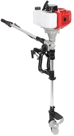 63CC 2-Takt Aussenborder Benzinmotor 2400W 6 PS Fischerboot Motor, 9000U/min, Außenbordmotor mit 3 Gänge Vorwärts/Neutral/Rückwärts, TCI Zündvorrichtung, für Schlauchboote