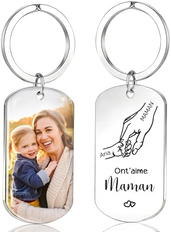 Cadeau Fete des Meres Personnalisé Cadeau Maman Porte Clef - Porte Clés Personnalisable Photo Texte Gravé, Idée Cadeau pour Maman Anniversaire Femme Fête des Mères Occasions Spéciales
