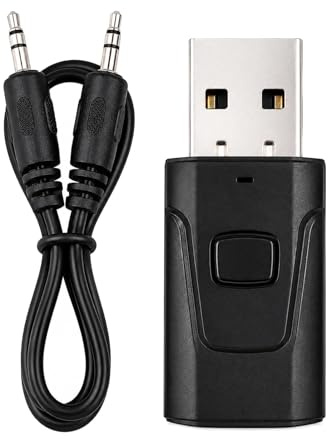 Adaptador USB Bluetooth 5.0 con AUX de 3.5 mm, Adaptadors Bluetooths 5.0 USB Transmisor TV, Adaptador Auxiliar Bluetooth 4 en 1 para Coche, para Altavoz de TV, Auriculares Bluetooths