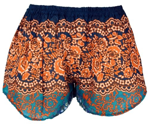 Leichte Pantys, Print Shorts, Viskose, locker geschnitten, orange/türkis