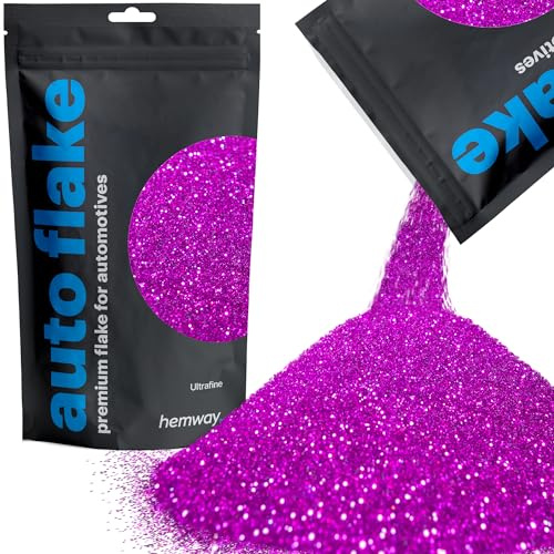 Hemway Auto Flake Glitter Additive for Paint 100g Ultrafine Fuchsia Pink | Metal Flake for Custom Auto Paint & Coatings, for Car, Motorbike, Truck, Vehicles, Automotives