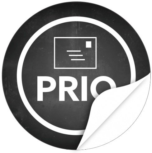 48 x runde Etiketten PRIO SCHWARZ/TAFEL LOOK/Aufkleber rund (40mm) für Briefe, Post, Pakete, Versand, Päckchen/Auffällige Markierung/Modernes Design