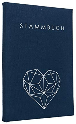 Hochzeitideal – Stammbuch der Familie Geometric blau 21,0 cm x 15,0 cm - Buchbinderleinen Stammbuch Hochzeit - Familienbuch Standesamt mit 6-Fach Ringmechanik für Urkunden mit Behördenlochung