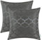 CaliTime Kissenbezüge Kissenhülle 2er-Pack Wurfkissenbezüge Schalen für Heim-Sofa-Couch Modern Glänzend & Matt Kontrast Quatrefoil Akzent Geometrisch 40cm x 40cm Grau