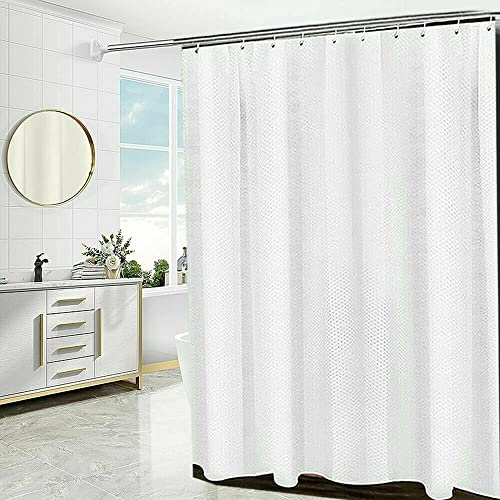 Householdfurnishing Super Quality Waterproof Polyester bathroom Shower Curtains with hook (White, 180X180cm)