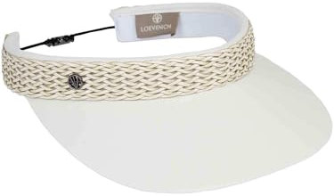 LOEVENICH Damen Visor aus Baumwolle mit geflochtenem Kunstlederband - größenverstellbar und ultra leicht
