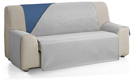 Martina Home Diamond Sofabezug, gesteppt, wendbar, Grau/Blau, 3-Sitzer