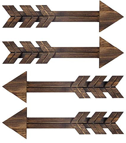 4 pcs Flèche Bois Décoration Décor Rustique Decoration, En Signe Murales Pour Murale De Maison Ou De Mariag Décoratif Ferme Maison Tenture Décorative Murale