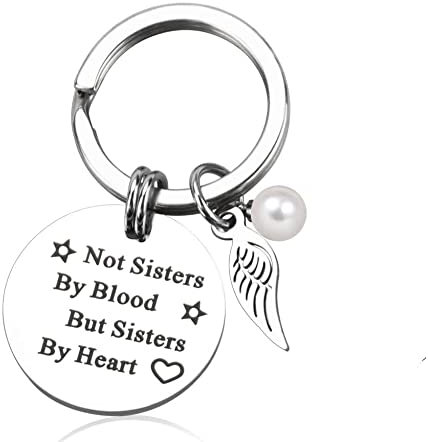 PERFETSELL 2 Stücke Schlüsselanhänger Beste Freundin Freund Freundschaft Geschenke Schlüsselbund mit Gravur Not Sisters by Blood, But Sisters by Heart für Geburtstags Mädchen Freund