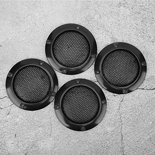 Grille de Haut-Parleur 4 Pièces 2 Pouces - Protection Audio Auto, Maille Décorative Avec Barre Pour Haut-Parleur (SOMBRE)
