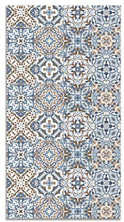 Panorama Alfombra Vinílica Cocina Salón - Varios Tamaños - (Baldosa Hidráulico Oriental Azul 80x300 cm)