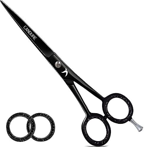 Candure Haarschere Friseurschere Profi 6 Zoll Haarschneideschere Haare und Bart Schere Leicht Schere Haare Schneiden, Hair Scissors für Männer, Frauen, Kinder und Haustiere (6, Matt Schwarz)