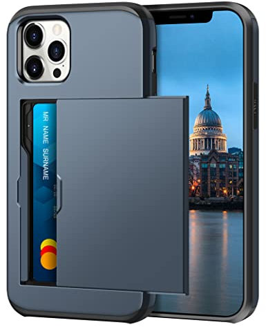 Coolden for iPhone 13 Pro Case Wallet Cover Armor Shockproof Heavy Duty Protective Hard PC Back Soft TPU Bumper Card Holder Wallet Cover for iPhone 13 Pro Phone Case (Navy)
