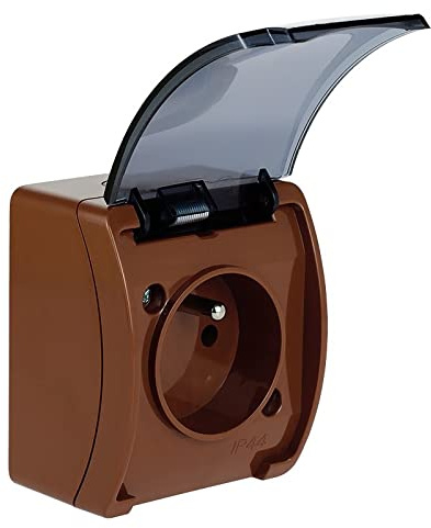 Koala Steckdose einzeln z/u (2P+Z) n/t IP44 braun Rauchklappe VG 161-52 61.377 Elektro-plast 5901769016033