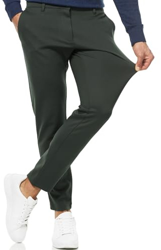 Indicode Herren Rodekro Performance Pants | Chinohose Herrenhose Super Stretch Stoffhose Bequeme Business Hose für Männer Deep Forest, 34/32