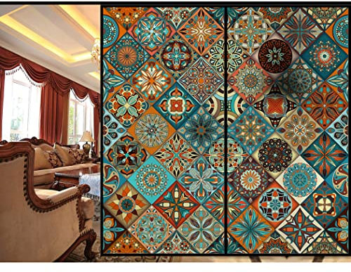 Siunwdiy Sonnenschutz fensterfolie bunt selbsthaftend Blickdicht,Milchglasfolie Sichtschutz Fensterfolie,Statisch Haftend Dekorfolie,ohne Klebstoff Wiederverwendbar zum Bad Duschwand,10,90x200cm