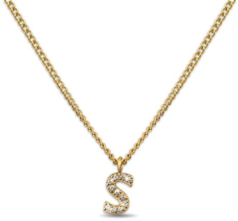 GD GOOD.designs Kette Buchstabe S Gold für Damen I 18K vergoldete Halskette mit Zirkonia Initialien I Goldene 316L Edelstahl Buchstabenkette (Buchstabe S) - Valentinstag-Geschenk für Sie und Ihn