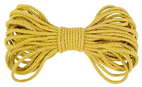 LEREATI Spago Juta 5mm x 10m Naturale Corda Canapa Spago Grosso Colorato Corda Iuta, Spago per Decorazioni, Tiragraffi per Gatti, Orto, Giardinaggio, Artigianato Fai da Te (Giallo)