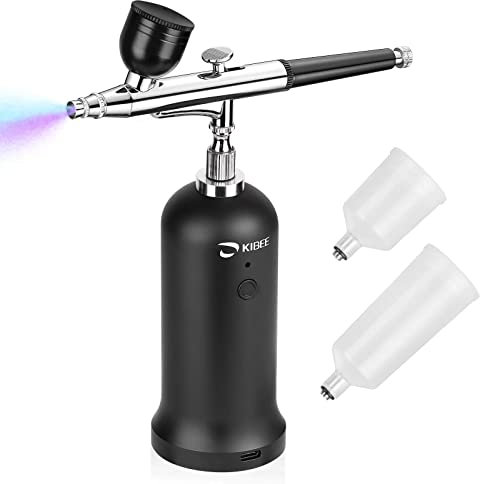 KIBEE Kit aerografo con Compressore,Kit Pistola Aerografo Senza Fili,aerografo professionale ad alta pressione,Set Aerografo Portatile Ricaricabile per modellismo,Make up