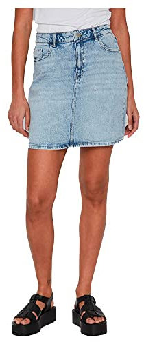 Vila Damen Vikaja Jaf LBD Denim Skirt- Noos Rock 14084735,Light Blue Denim,42