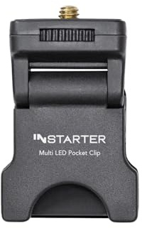Instarter spring clamp mount with 1/4 inch screw thread for attaching LED lights, camera flash mount up to max 350g, adapter, clamp tripod flash rail, max. Clamp width 16 mm