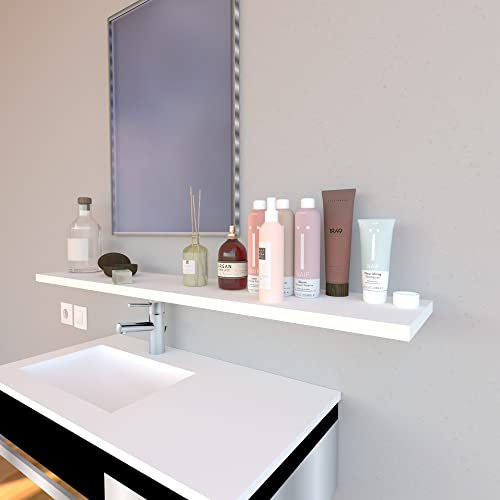 Henor Wandregal FSC® Holzwandregal 120 x 25 x 2.5 cm Versteckte horizontale vertikale und neigungsverstellbare Hardware Laden Sie 20 kg. Weiß