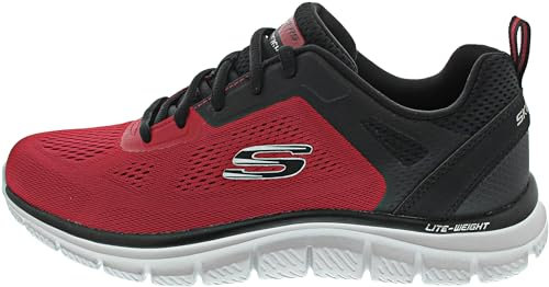 Skechers Track Broader, Zapatillas de Deporte Hombre, Red Mesh Pu Black Trim, 43 EU